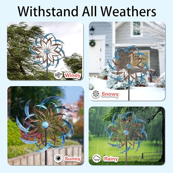 Stargarden Large Wind Spinners Outdoor, 23 Inch Kinetic Wind Spinner | Hollow-Out Metal Wind Sculptures & Spinners, Double-Side Windmill for Patio, Lawn, Garden Decor