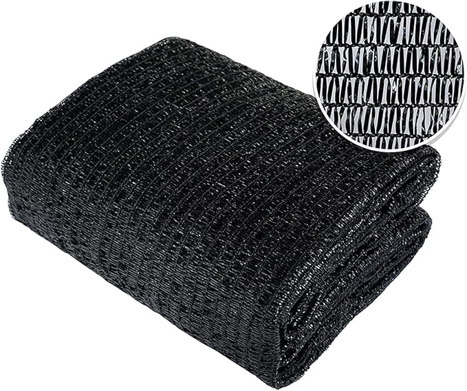 Agfabric 50% Shade Cloth Sunblock Shade Cloth Cover with Clips for Plants 6.5’ X 20’, Black