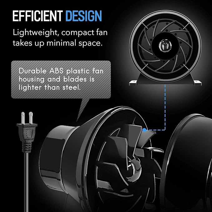 HealSmart 4 Inch 195 CFM Exhaust Inline Vent Booster Blower and 25 Feet Non-Insulated Flex Air Aluminum Foil with 2 Clamps for Indoor Grow Tent Hydroponics Ventilation, Quiet