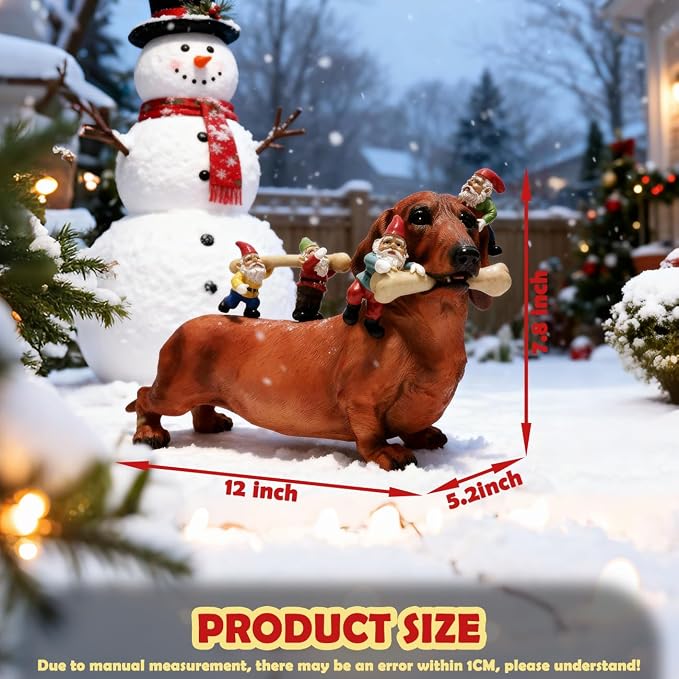 Sunthus Funny Gnomes Dachshund Garden Statue Outdoor Decor | Weiner Dog Resin Yard Ornament