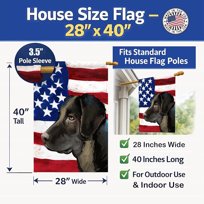 Caroline's Treasures CK6476CHF Portuguese Cattle Dog American Flag House Flag Large Porch Sleeve Pole Decorative Outside Yard Banner Artwork Wall Hanging, Polyester, House Size, Multicolor