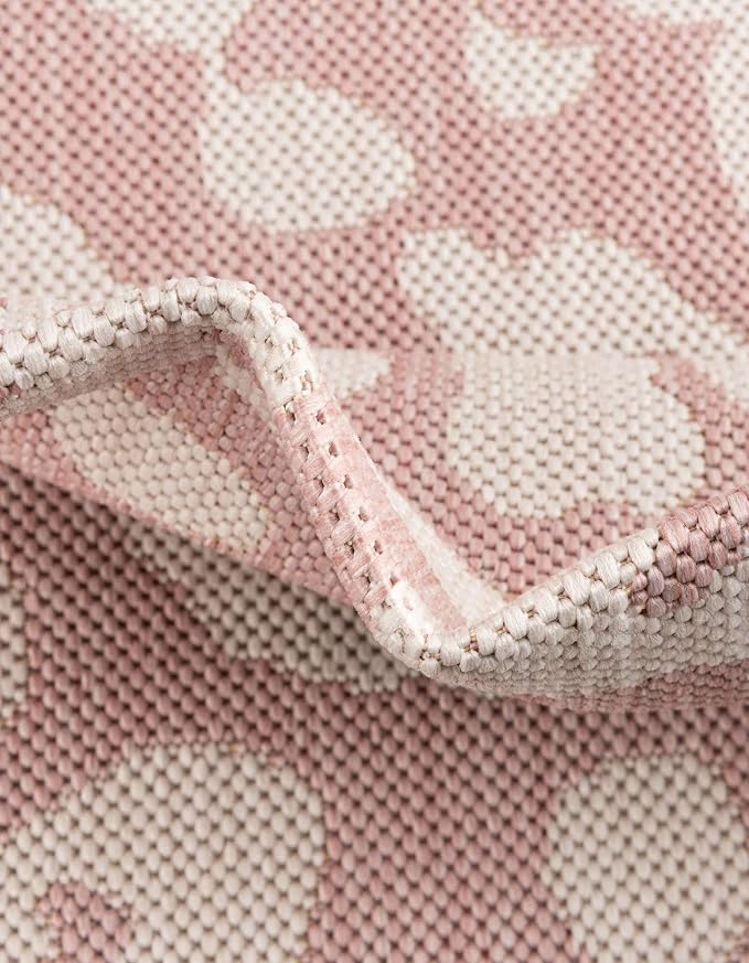 Unique Loom Outdoor Safari Collection Area Rug - Leopard (10' Round, Pink Ivory/ Ivory)