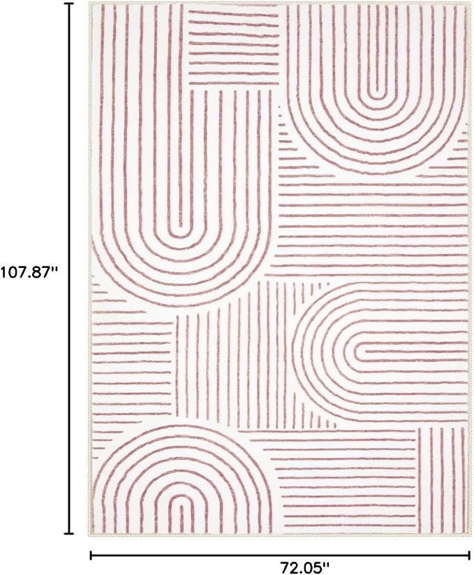 Lahome Abstract 6x9 Pink Rugs for Girls Room, Soft Washable Living Room Rug