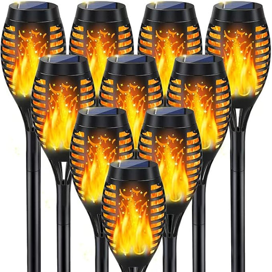 10Pack Solar Lights Outdoor, Solar Torch Lights Outdoor Flickering Flame for Outside Decorations, Waterproof Garden Light Solar Powered , Torches Flame Light for Outside Yard Patio Lawn Garden Decor