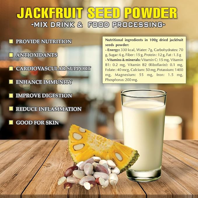 JACKFRUIT SEED POWDER 5.29 Oz (150g) VIETFARMFOOD: Pure freeze-dried fruit powder, made from real fruit with no added sugar - Perfect for daily nutrition to keep your body full of vitality.