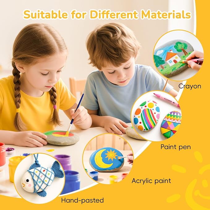 Simetufy 25 Pcs Large Rocks for Painting, 4-5 Inch River Rocks Painting Stones Smooth Flat Rocks for Painting, Natural Rocks to Paint for Arts DIY Crafts Kids Painting