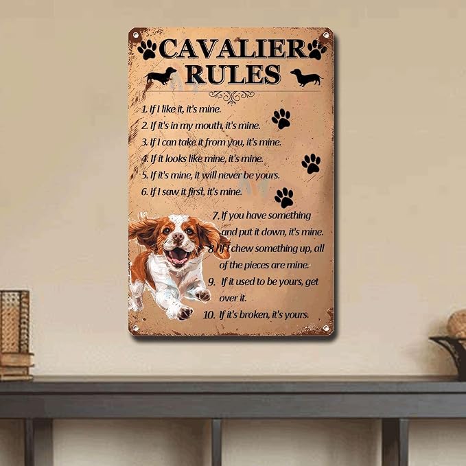 Metal Sign Tin Sign Vintage Wall Art Cavalier Rules Tin Signs Gardening for Home Decor 12×16 Inches