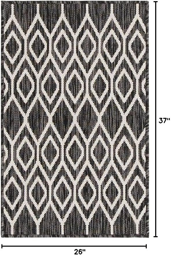 Jill Zarin Outdoor Collection Area Rug - Turks and Caicos (2' 2" x 3' Rectangle Charcoal Gray/Ivory)