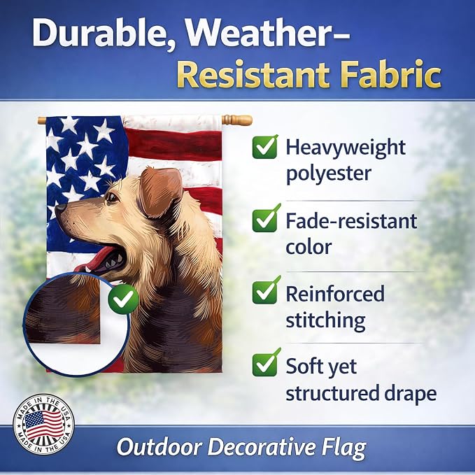 Caroline's Treasures CK6415CHF Austrian Pinscher American Flag House Flag Large Porch Sleeve Pole Decorative Outside Yard Banner Artwork Wall Hanging, Polyester, House Size, Multicolor
