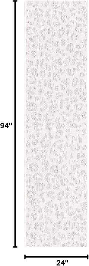 Unique Loom Outdoor Safari Collection Area Rug - Leopard (2' x 7' 10" Runner, Ivory Gray)