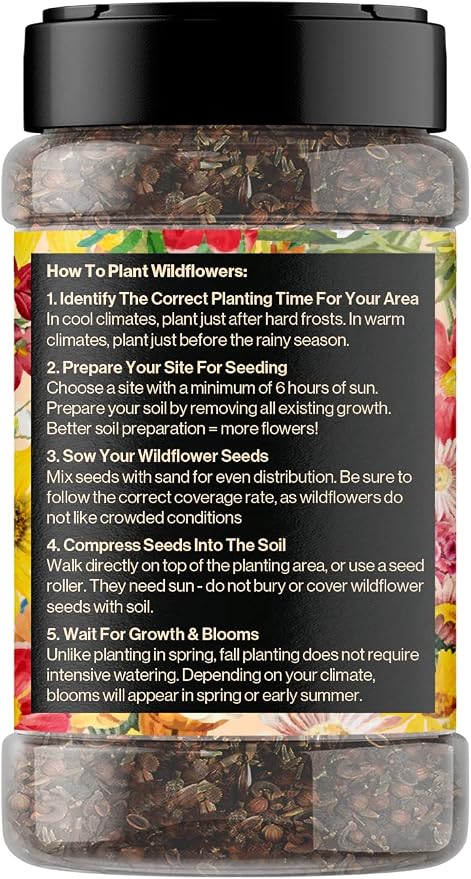 Mini Wildflower Seed Shaker – Honey Bee Wildflower Mix, by GevaGrow | Bulk 90,000+ Seeds | Pollinator Bee Attracting Flower Seeds for Planting in Pots & Outdoor Gardens | No Messy Packets