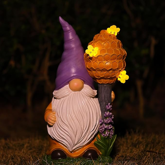 Solar Garden Outdoor Statues Gnomes Statues Yard Resin Decoration Gift Handmade Housewarming Gift for Patio Yard Lawn Waterproof Cracking