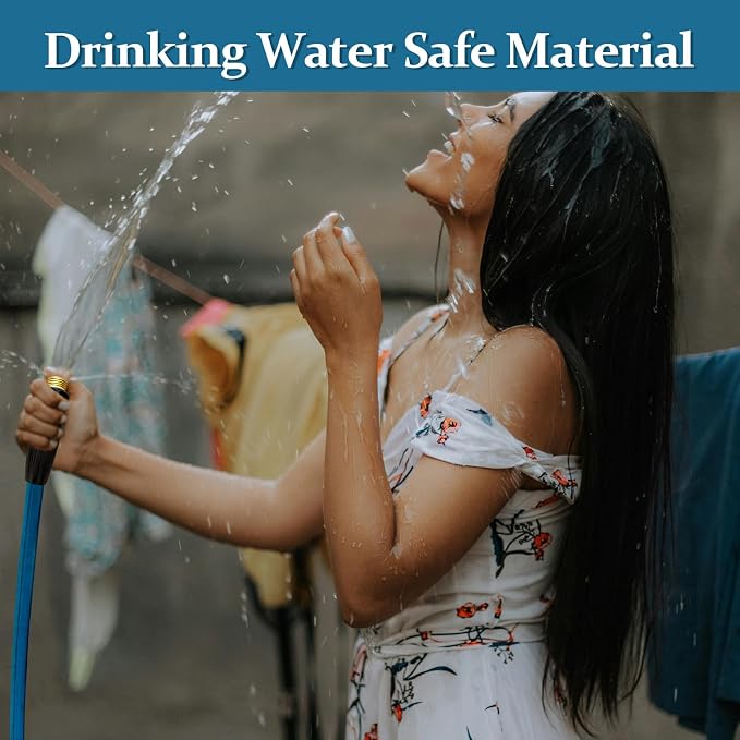 Garden Hose 25 ft, Made of TPE (BetterThan PVC/Hybrid Polymer), Lightweight yet Durable Water Hose with Ergonomic Grip, Drinking Water Safe Material, All-Weather, 3/4" GHT Fittings