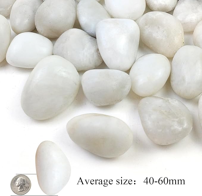 20LB White River Rocks - 2-3 inch High Polished Decorative Pebbles, Stones for Landscaping, Natural River Rocks for Outdoor Décor, Plants,Vase Filler,Fish Tank