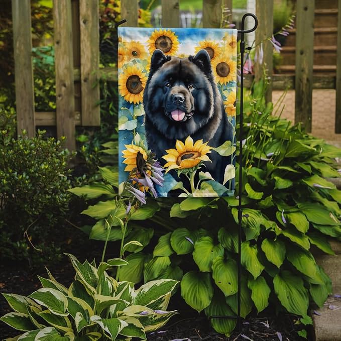 Caroline's Treasures DAC6054GF Chow Chow in Sunflowers Garden Flag Mailbox Flag Decorative Yard Flag Banner Outside Patio Artwork Yard Flower Beds, Garden Size, Multicolor