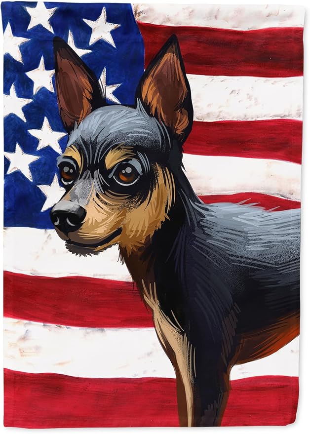 Caroline's Treasures CK6663CHF Prague Ratter Dog American Flag House Flag Large Porch Sleeve Pole Decorative Outside Yard Banner Artwork Wall Hanging, Polyester, House Size, Multicolor