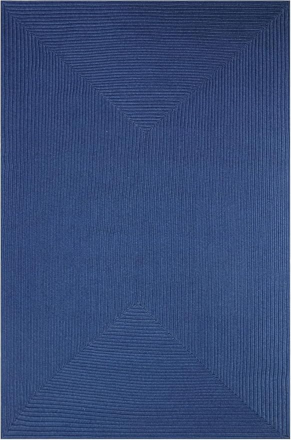 Superior Indoor Outdoor Area Rug, Handwoven Reversible Braided Home Decor for Living Room, Kitchen, Entryway, Patio, Front Porch, Deck, Modern, Boho, Farmhouse Style, 6' x 9', Denim Blue
