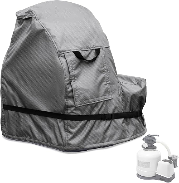 okcool Outdoor Sand Filter Pump Winter Cover, Grey | Heavy Duty Waterproof UV Resistant Dust Cover Universal for Most Pool Sand Filter Equipment