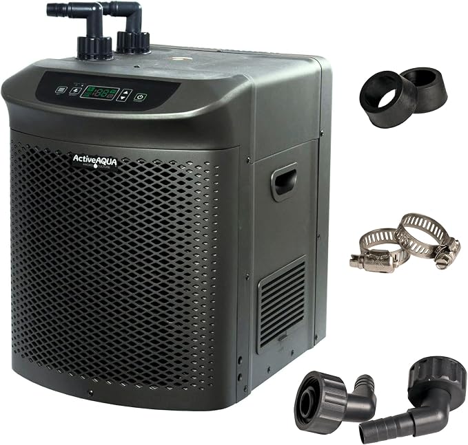 Active Aqua 0.5 HP Water Chiller with Boost | Cold Plunge & Ice Bath Cooler | Rapid Digital Temp Control | Fresh & Salt Water, Hydroponics, Aquariums | 90–172 Gal (0.5 HP) | 172 gal Capacity, 4020 BTU Per Hour, Titanium Evaporator, 120 V 510 W, Digital...