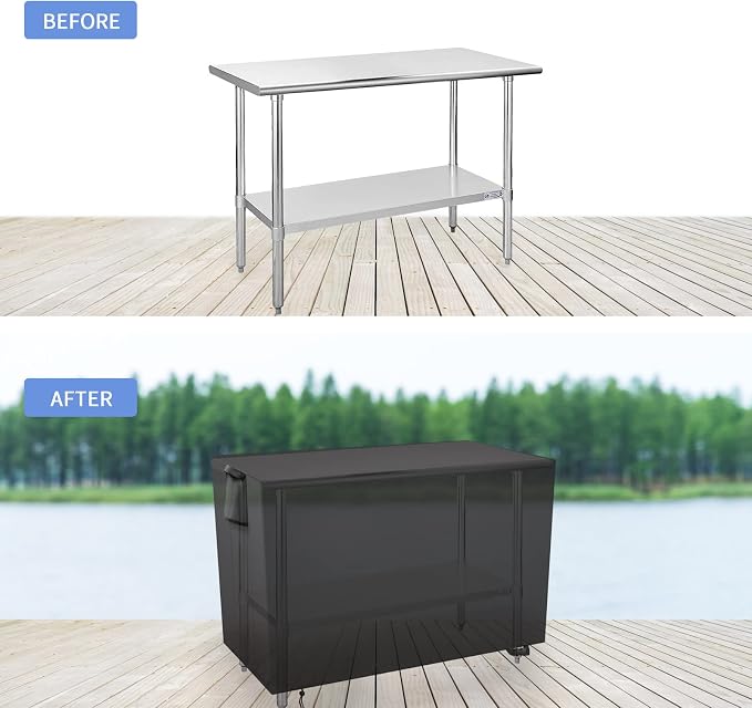 Outdoor Prep Table Cover 36 Inch,Waterproof Fadeproof UV Resistant Patio Stainless Steel Metal BBQ Table Cover All Season Protection for Outdoor Table - 36 x 24 x 35 Inch