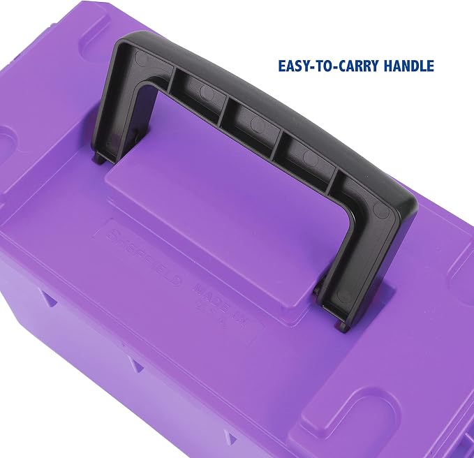 Sheffield Ammo Box Made in USA, Stackable Lockable Ammo Storage Box, Purple | Lockable Storage Box, Water and Dust Resistant Dry Box, Secures Hunting Gear, Gun Accessories, Supplies, and Bullets