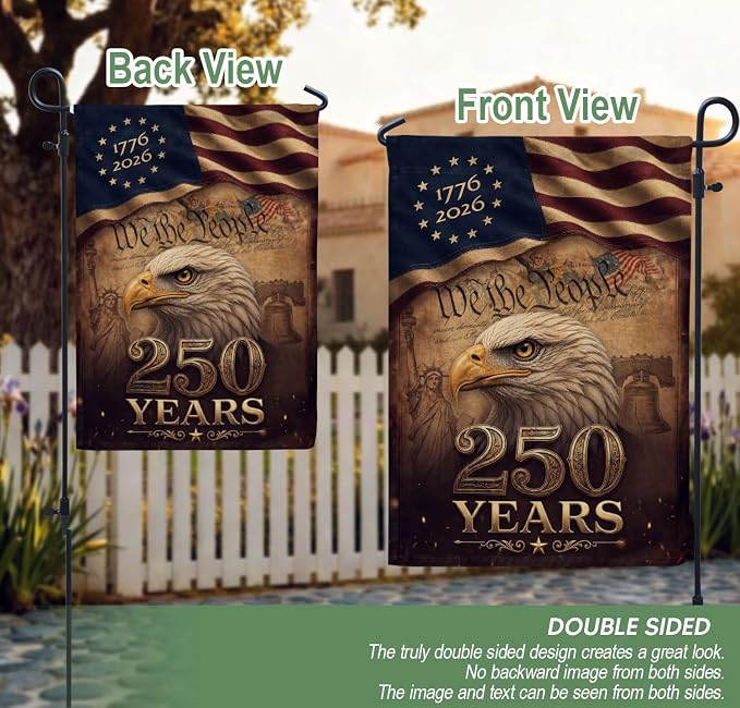 250 Years Of Freedom Flag, American Flag With Eagle, We The People Banner, 1776-2026 Commemorative, Garden Flags For Outside, Double-sided Printing, 250th Anniversary Patriotic Design 2 (12x18 Inch)