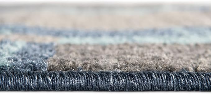 Unique Loom Autumn Collection Area Rug - Providence (2' x 6' 1" Runner, Blue Gray/ Light Brown)