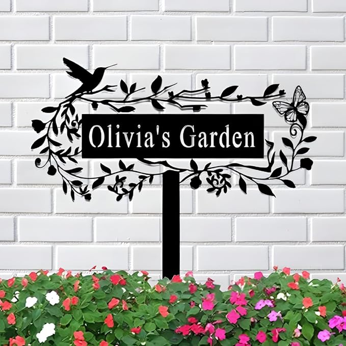 Personalized Garden Signs Custom Metal Signs Outdoor Garden Stake Signs with Name Garden Decor for Outside Funny Garden Signs Pattern 16inch