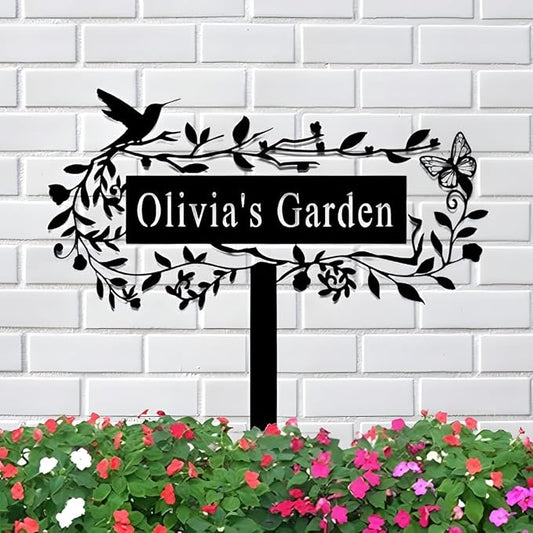 Personalized Garden Signs Custom Metal Signs Outdoor Garden Stake Signs with Name Garden Decor for Outside Funny Garden Signs Pattern 22inch