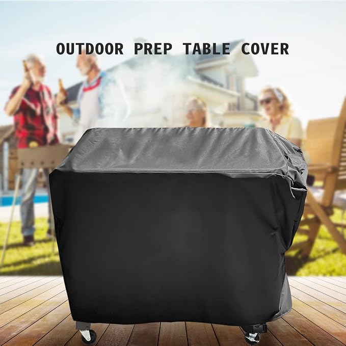 Cover for Cuisinart CPT-194 Outdoor Grill Prep Table, Waterproof Patio Grill Cart Table Cover Dustproof kitchen Cooking Prep Sation Covers - 48"L×24"W×38"H, Black