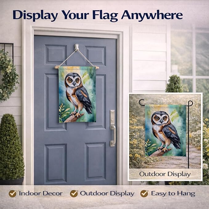Caroline's Treasures Spectacled Owl Garden Flag Mailbox Flag Decorative Yard Flag Banner Outside Patio Artwork Yard Flower Beds, Garden Size, Multicolor