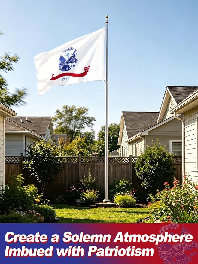 Double-Sided Embroidered Flags for Outside 3x5-210D Oxford Fabric Weatherproof Military Flags with 2 Brass Grommets for Garden Patio Decor, Gift for Veteran & Service Member (White)