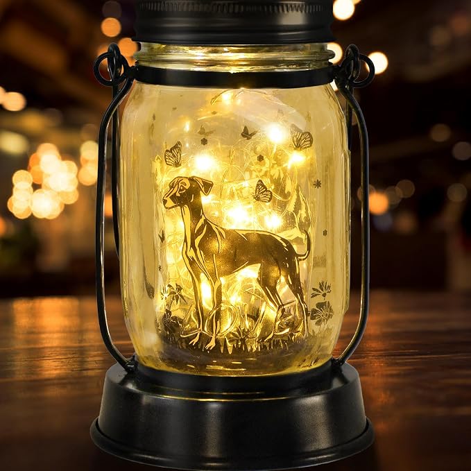 kyoryuger Greyhound Gifts for Women/Men Greyhound Solar Lanterns Mom Birthday Speedster Dog Lovers Lantern Pet loss Animal Dog Memorial Lights Solar Garden Decor for Yard, Patio,Backyard,Porch Torches