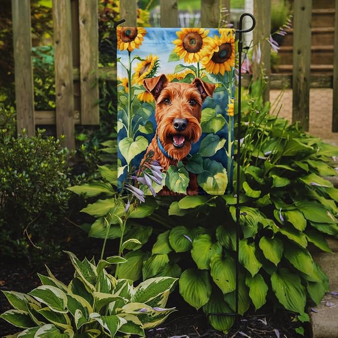 Caroline's Treasures DAC6099GF Irish Terrier in Sunflowers Garden Flag Mailbox Flag Decorative Yard Flag Banner Outside Patio Artwork Yard Flower Beds, Garden Size, Multicolor