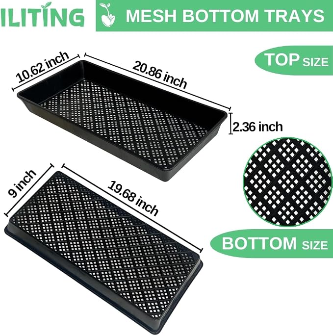 1020 Mesh Tray Soil Blocking Tray 1020 Trays Seedling Starter Trays 10 Pack Black 10x21 Inches for Microgreens Hydroponic