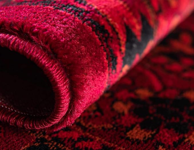 Unique Loom Tekke Collection Area Rug - Sheibani (2' x 6' 1" Runner, Red/ Black)