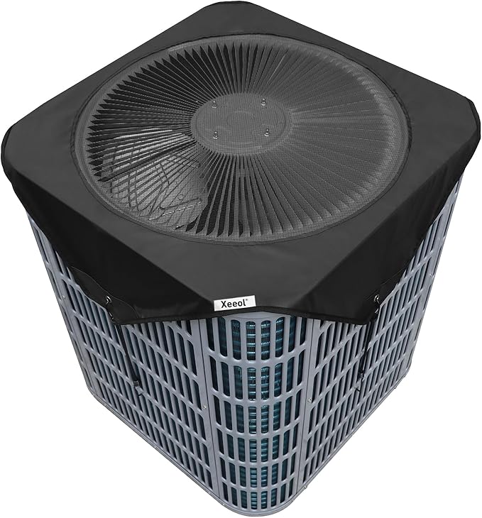 Central Air Conditioner Cover for Outside Winter, 32x32in Mesh and Oxford AC Covers for Outdoor Units, Universal Snow and Leaf Air Conditioning Cover