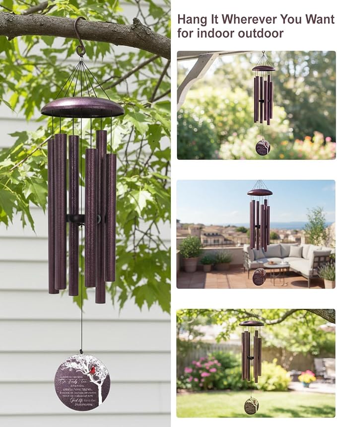 ASTARIN Wind Chimes for Loss of Loved One, Personalized Memorial Wind Chimes Gifts for Loss of Mom Dad, in Loving Memory- Cardinal Sympathy Gifts,30/36/45 in Deep Tone Windchime, Produced in Texas