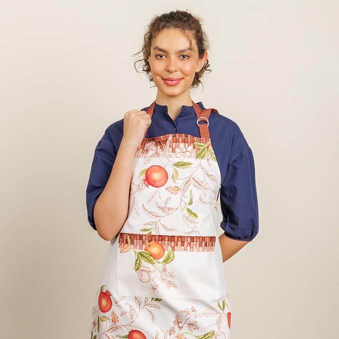 Maison d' Hermine Aprons for women with Pocket 100% Cotton (27.50"x31.50") | Adjustable Neck Strap & long ties Apron Men Chef Wedding Cooking Gardening Server Maid