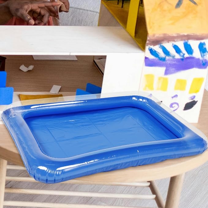 NOLITOY Portable Mini Swimming Pool Sand Tray Air Filled Water Play Accessories for 12 Inch Dolls Girls Kids Summer Bathroom Sensory Toys Transparent Blue PVC Outdoor Indoor 23.62 X 17.71 X 5.90 Inch