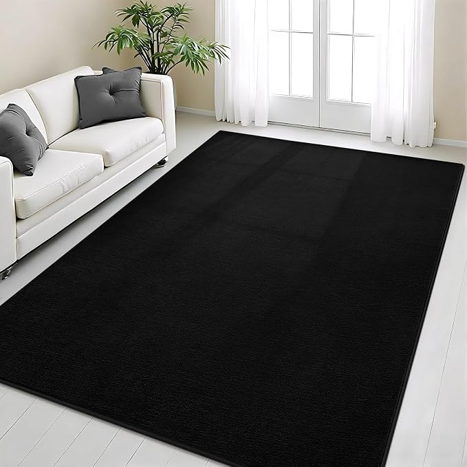 Vasofe Black Area Rugs for Living Room Bedroom, 4x6 Modern Memory Foam Rug | Thickened Throw Carpet, Super Soft Kids Boys Girls Rug, Non Slip Washable Carpets for Dorm Nursery Classroom Office Decor