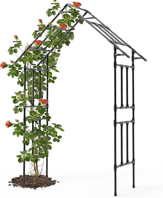 Garden Arch Trellis - 48"-51"(L)*98"(H)*16"(W), Garden Arch Arbor Trellis for Climbing Plants Outdoor - Triangular Pointed Garden Arch for Lawn, Party, Ceremony Wedding Decoration