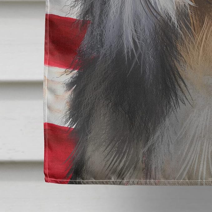 Caroline's Treasures CK6423CHF Bearded Collie American Flag House Flag Large Porch Sleeve Pole Decorative Outside Yard Banner Artwork Wall Hanging, Polyester, House Size, Multicolor
