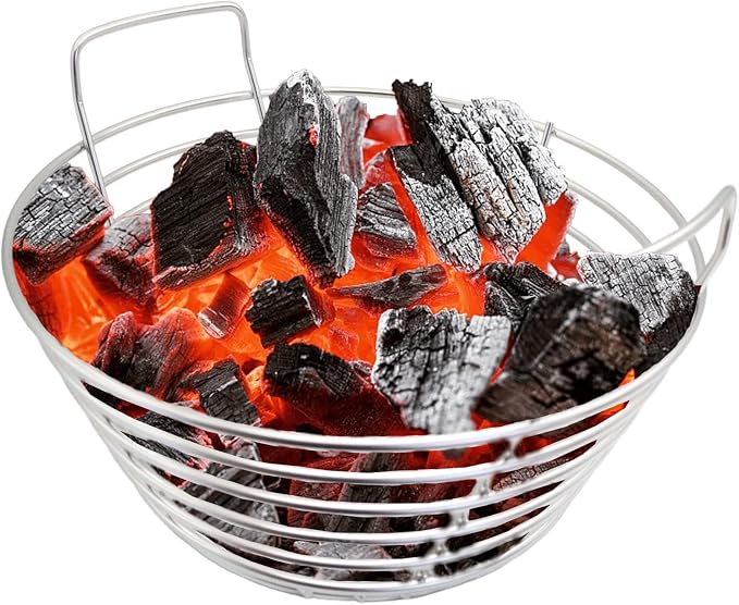Charcoal Ash Basket with Handles, Stainless Steel Fits Big Green Egg Large, Kamado Joe Classic & Joe Junior – Heavy Duty Charcoal Holder for 14" Grills