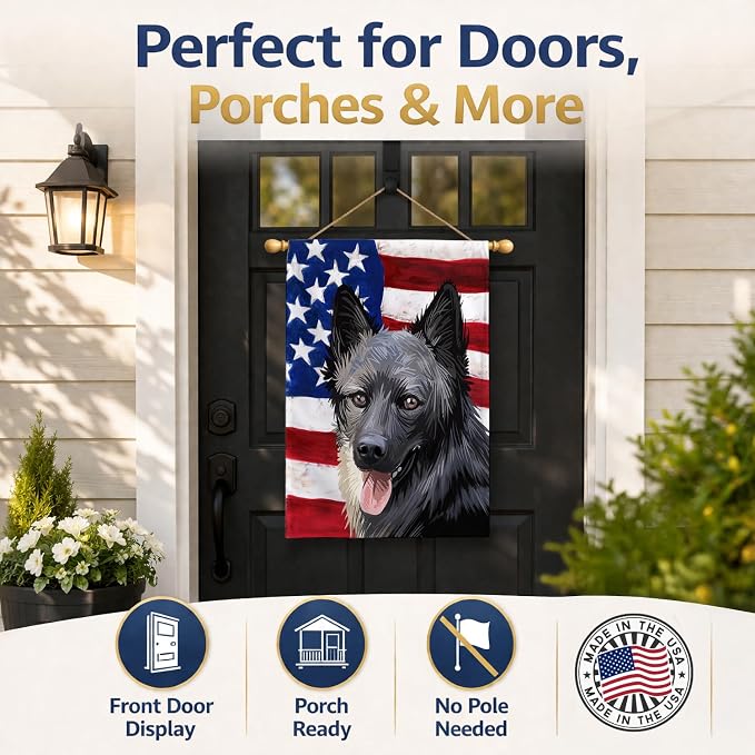 Caroline's Treasures CK6605CHF Lapponian Herder American Flag House Flag Large Porch Sleeve Pole Decorative Outside Yard Banner Artwork Wall Hanging, Polyester, House Size, Multicolor