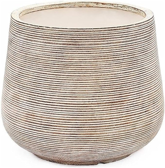 LuxenHome 17" Dia Large Round Planters for Indoor Plants, Outdoor Planters with Drainage Holes, Farmhouse Distressed Plant Pots Indoor & Outdoor for Home Garden Patio