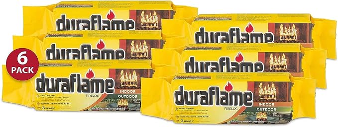 Duraflame 4.5 Pound 3 Hour Long Burn Time Indoor Outdoor Quick Light Fire Log for Camping, Firepits, Bonfires, and Fireplaces (18 Pack)