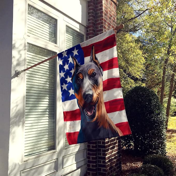 Caroline's Treasures CK6534CHF German Pinscher Dog American Flag House Flag Large Porch Sleeve Pole Decorative Outside Yard Banner Artwork Wall Hanging, Polyester, House Size, Multicolor