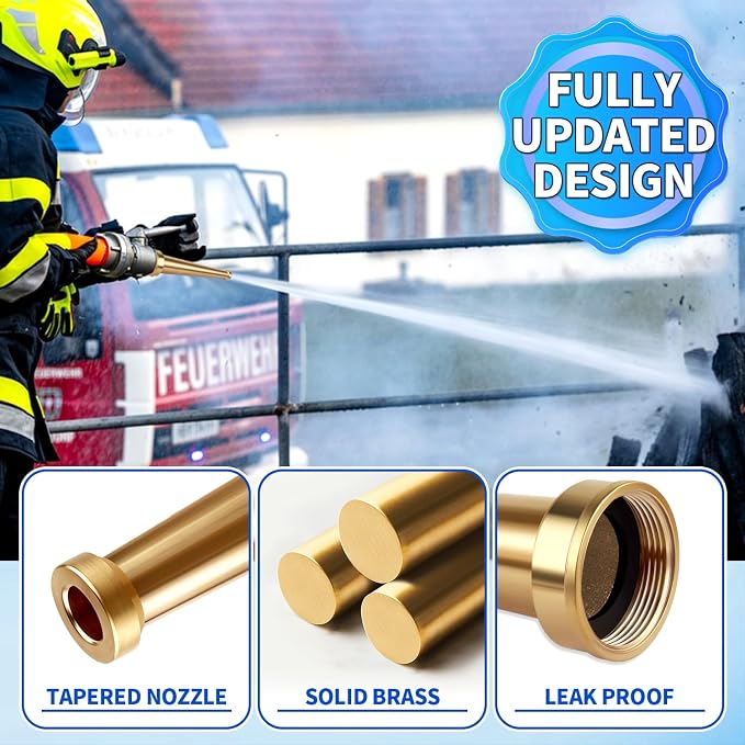 Brass Fire Equipment Hose Nozzle, 1-1/2" NST (NH) Fire Hydrant Hose Nozzle, 10" Length, 1/2" Orifice (1.5'' NH/NST)