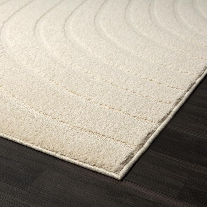 LUXE WEAVERS Modern Geometric Wave Cream 2x8 Area Rug